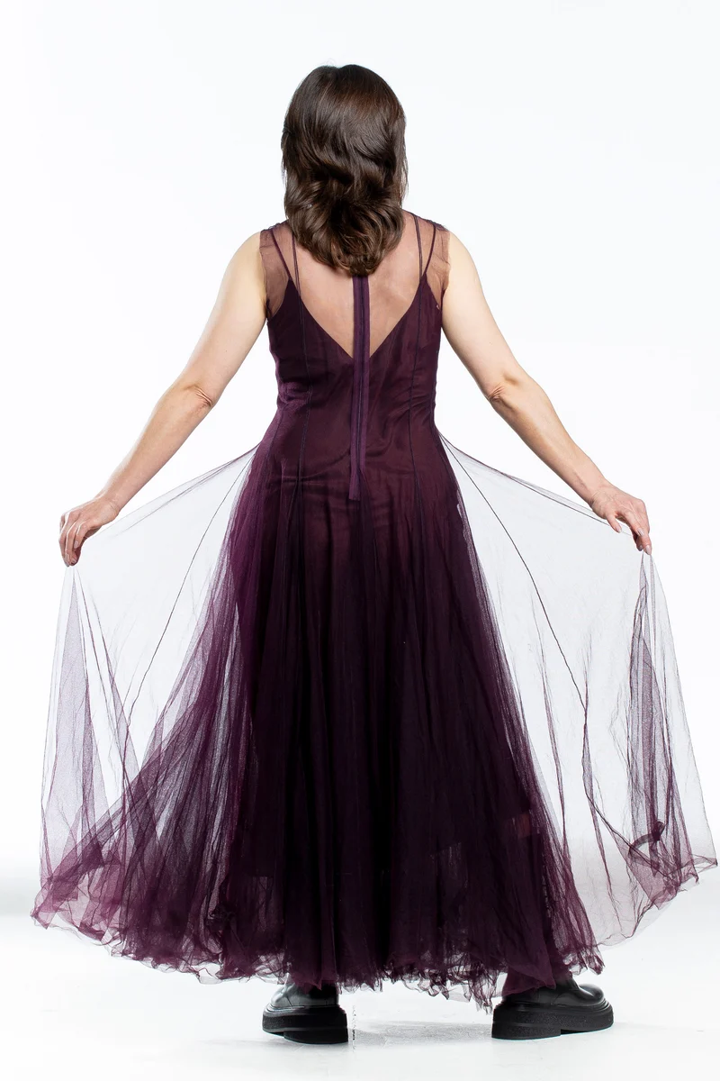 Marc Le Bihan Damen Kleid mit Tüll Rock purple