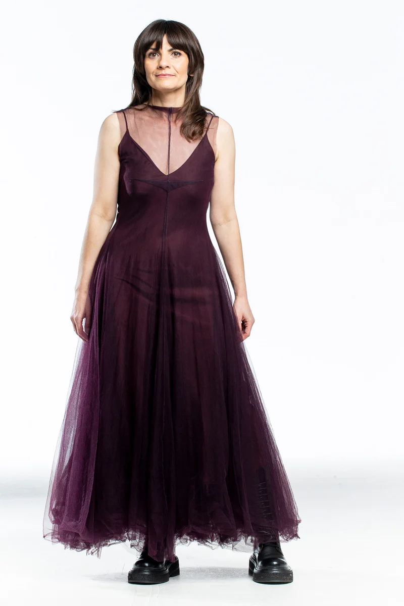 Marc Le Bihan Damen Kleid mit Tüll Rock purple
