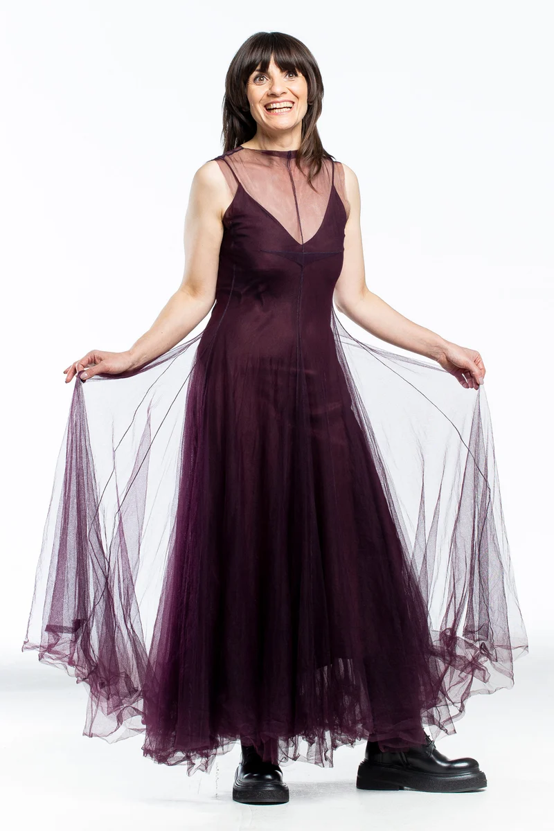Marc Le Bihan Damen Kleid mit Tüll Rock purple
