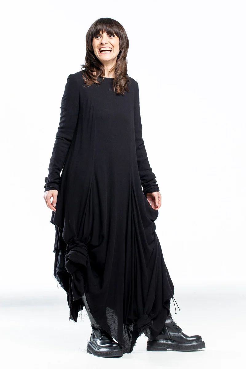 Marc Le Bihan Damen Oversize Jerseykleid lang schwarz