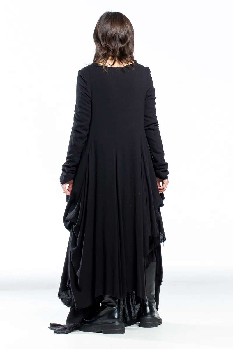 Marc Le Bihan Damen Oversize Jerseykleid lang schwarz