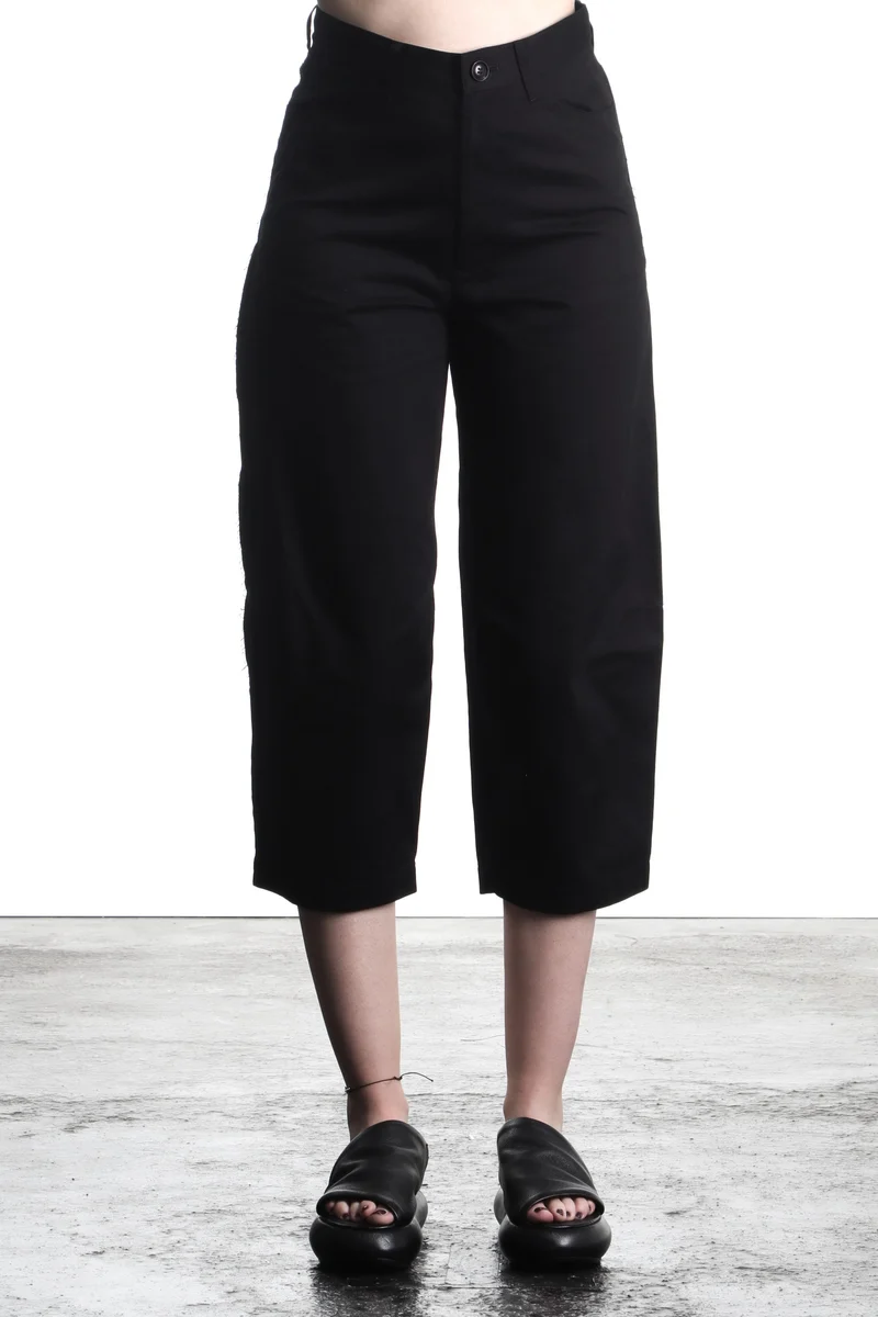 Y´s Yohji Yamamoto Damen 7/8 Hose mit hohem Bund schwarz