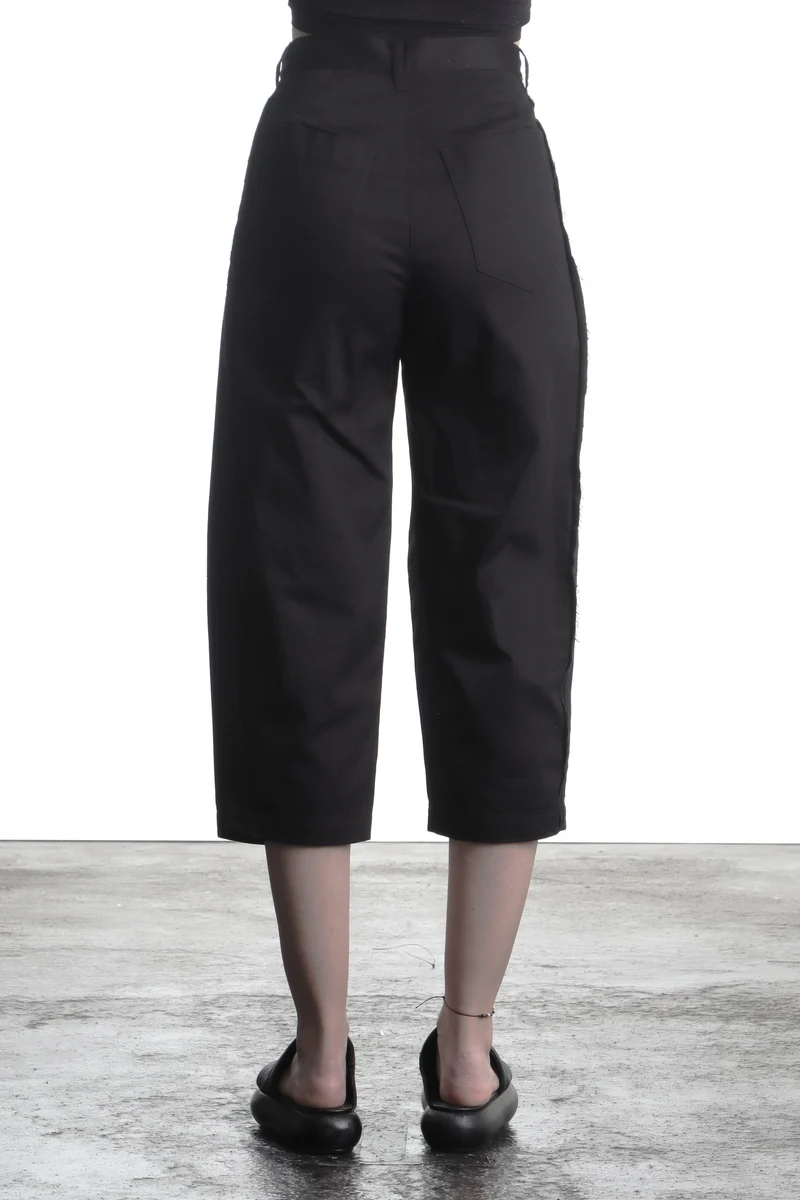 Y´s Yohji Yamamoto Damen 7/8 Hose mit hohem Bund schwarz
