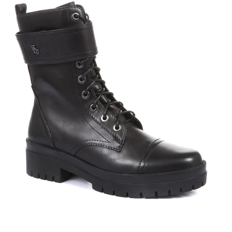 Olga-07 Leather Biker Boots - SINO34500 / 320 491 - Black