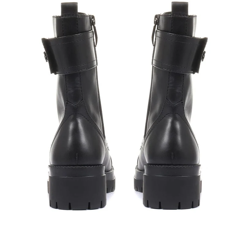 Olga-07 Leather Biker Boots - SINO34500 / 320 491 - Black