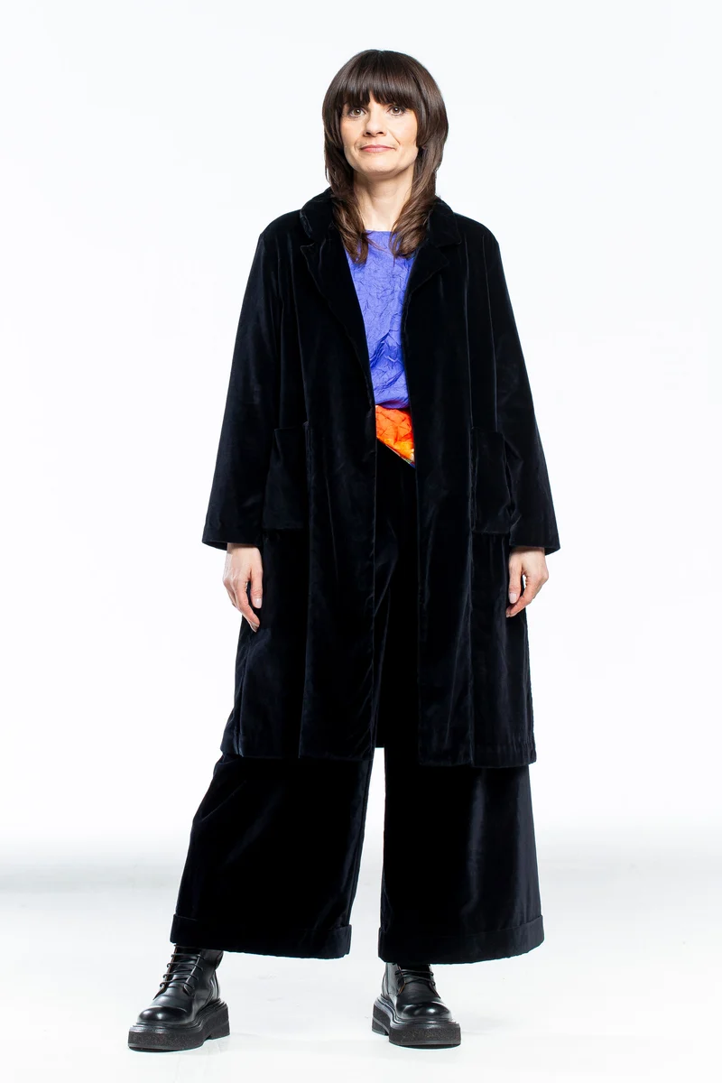 Daniela Gregis Damen Samthose Culotte schwarz