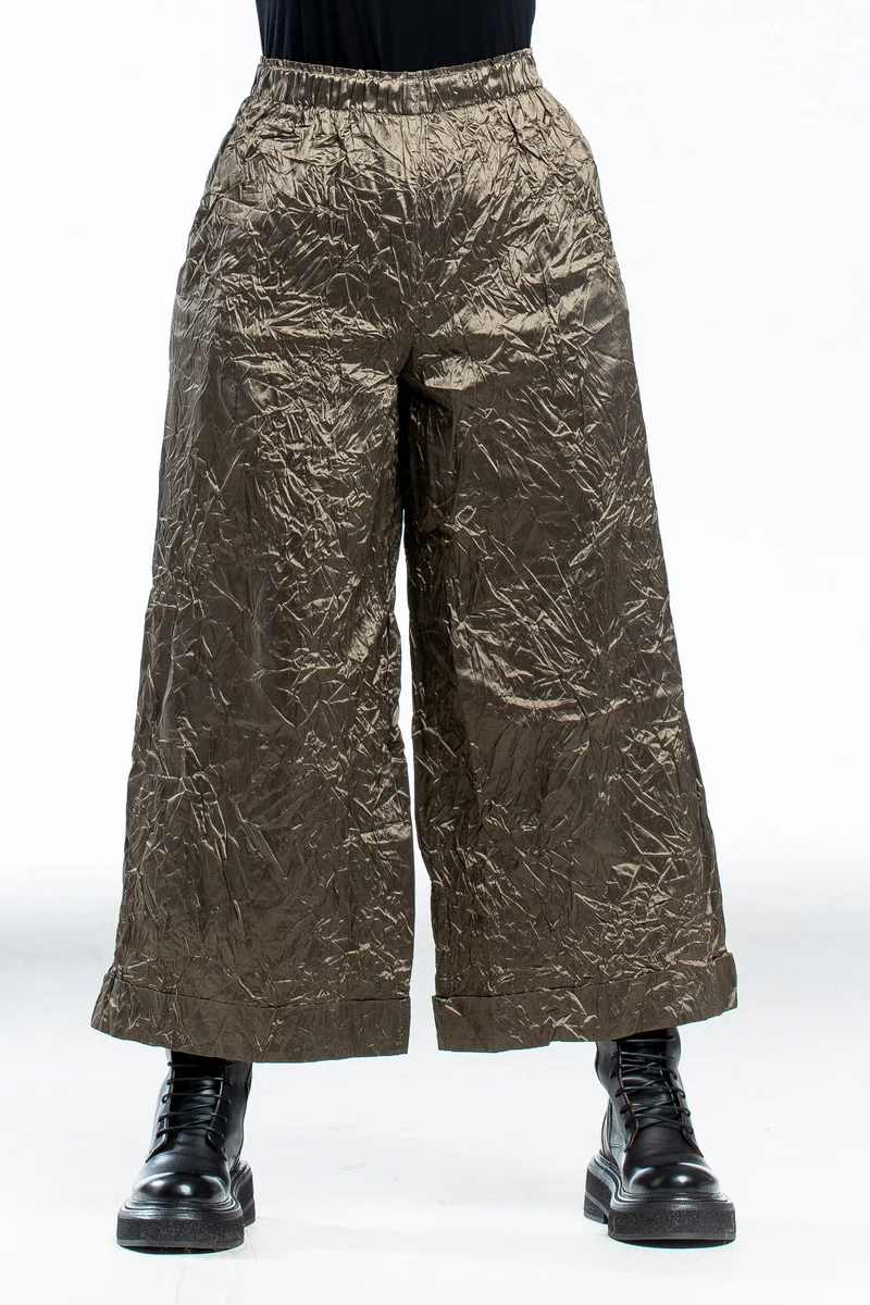 Daniela Gregis Crashed Culotte Damen Hose Seide bronze