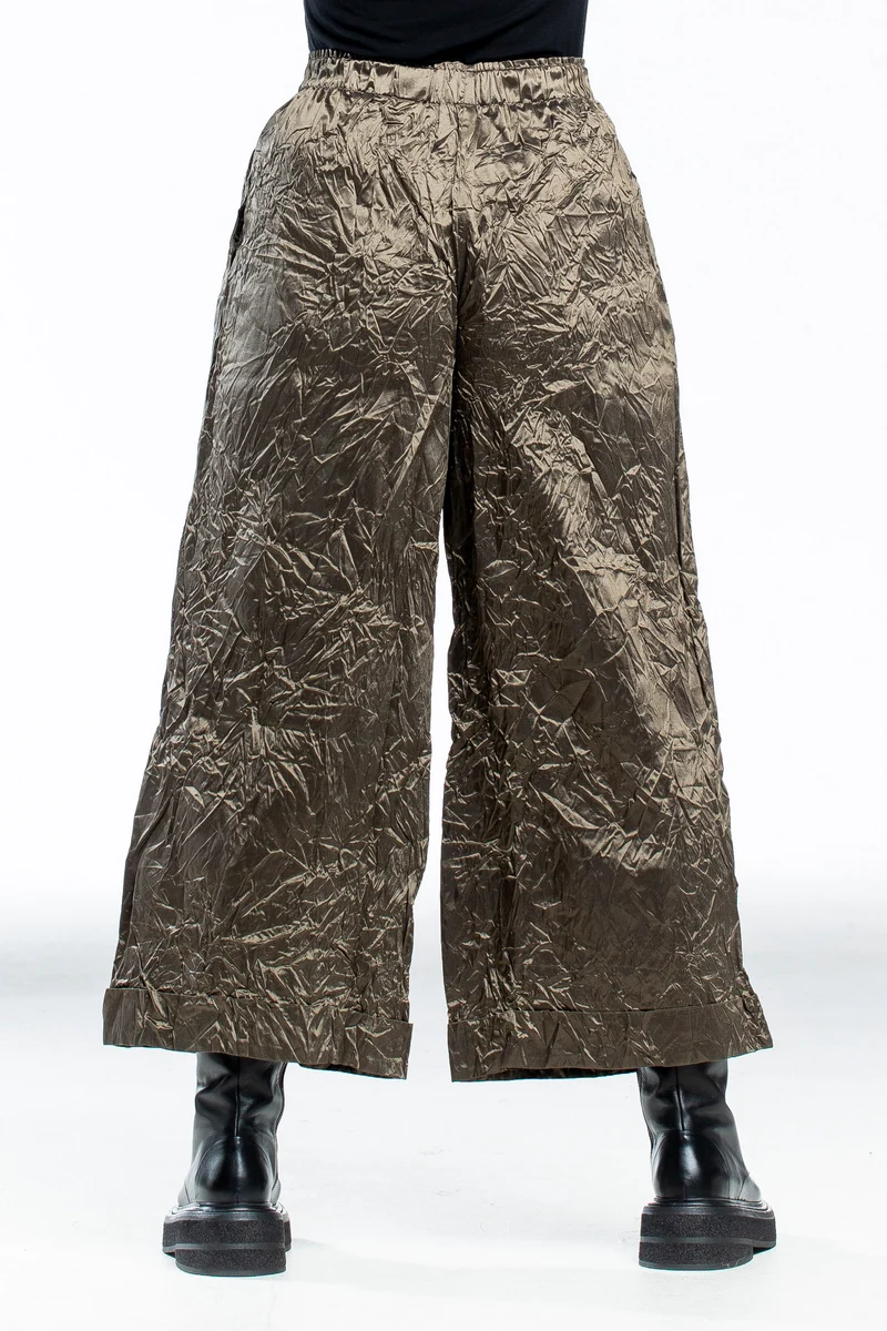 Daniela Gregis Crashed Culotte Damen Hose Seide bronze