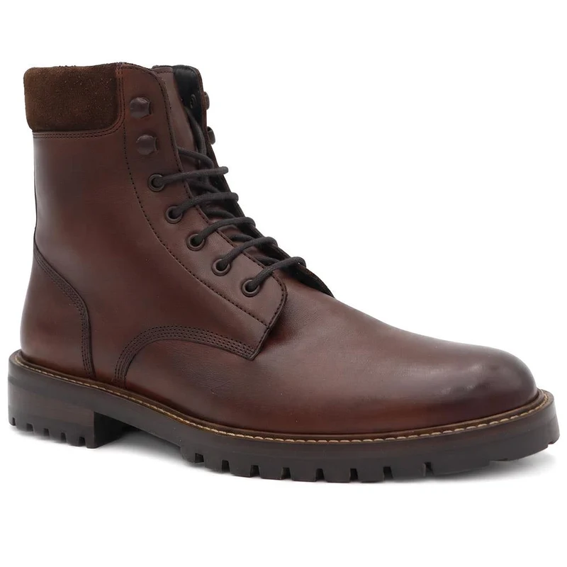 Dalmazio Leather Lace Up Boots - DALMAZIO / 329 956 - Chestnut Leather