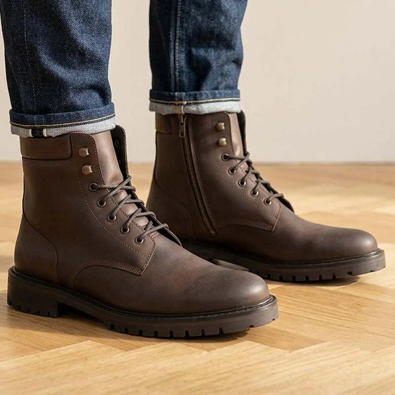 Dalmazio Leather Lace Up Boots - DALMAZIO / 329 956 - Dark Brown Nubuck