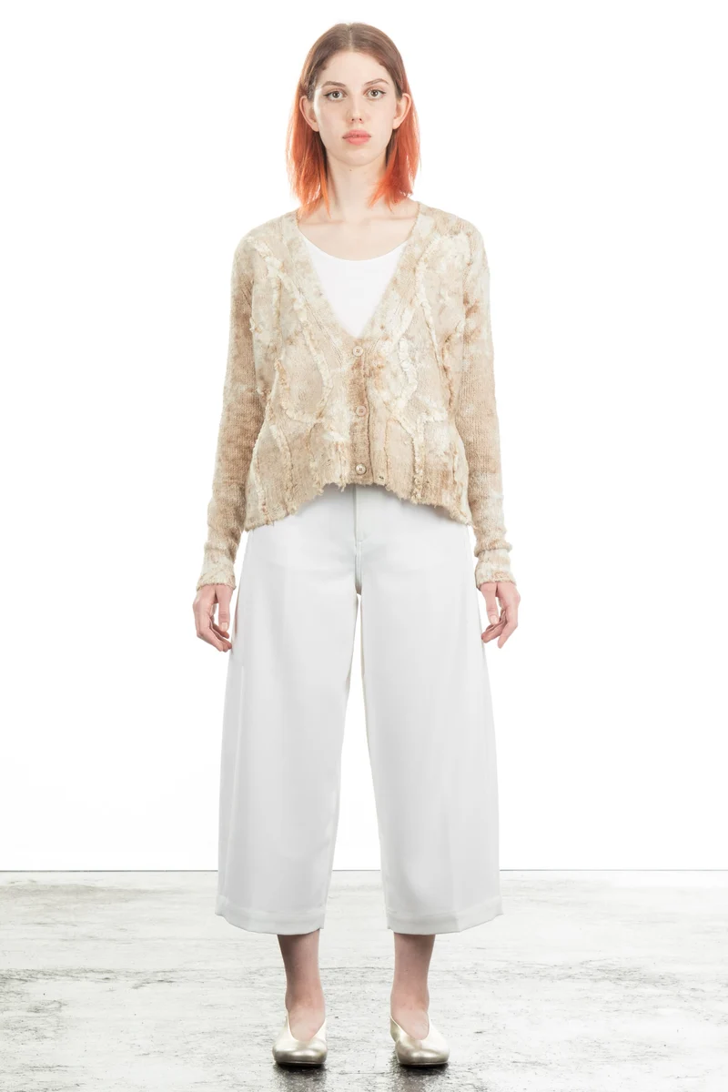 AVANT TOI Damen Cardigan mit Strick-Applikationen beige braun