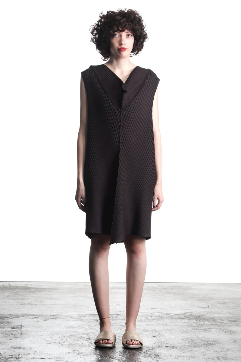Issey Miyake Plissée Avantgarde Damen Kleid schwarz