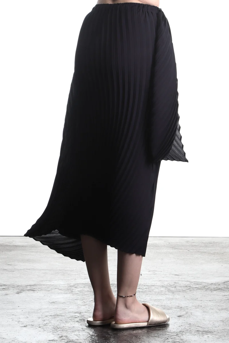 Issey Miyake Damen Avantgarde asymmetrischer Midi Rock schwarz