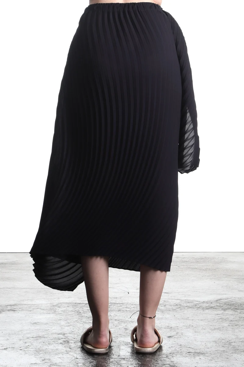 Issey Miyake Damen Avantgarde asymmetrischer Midi Rock schwarz