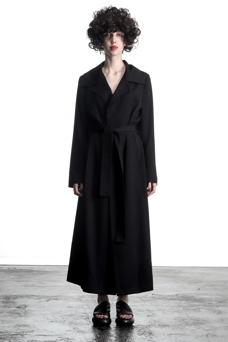 Yohji Yamamoto Damen Mantel mit Gürtel schwarz