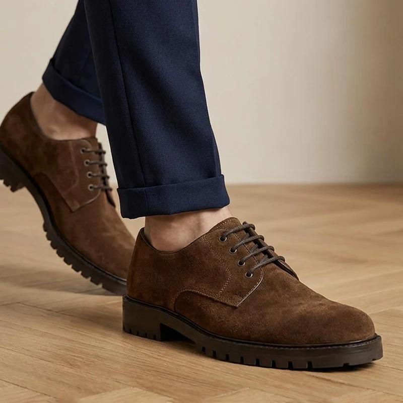 Langston Leather Derby Shoes - LANGSTON / 329 946 - Brown Suede
