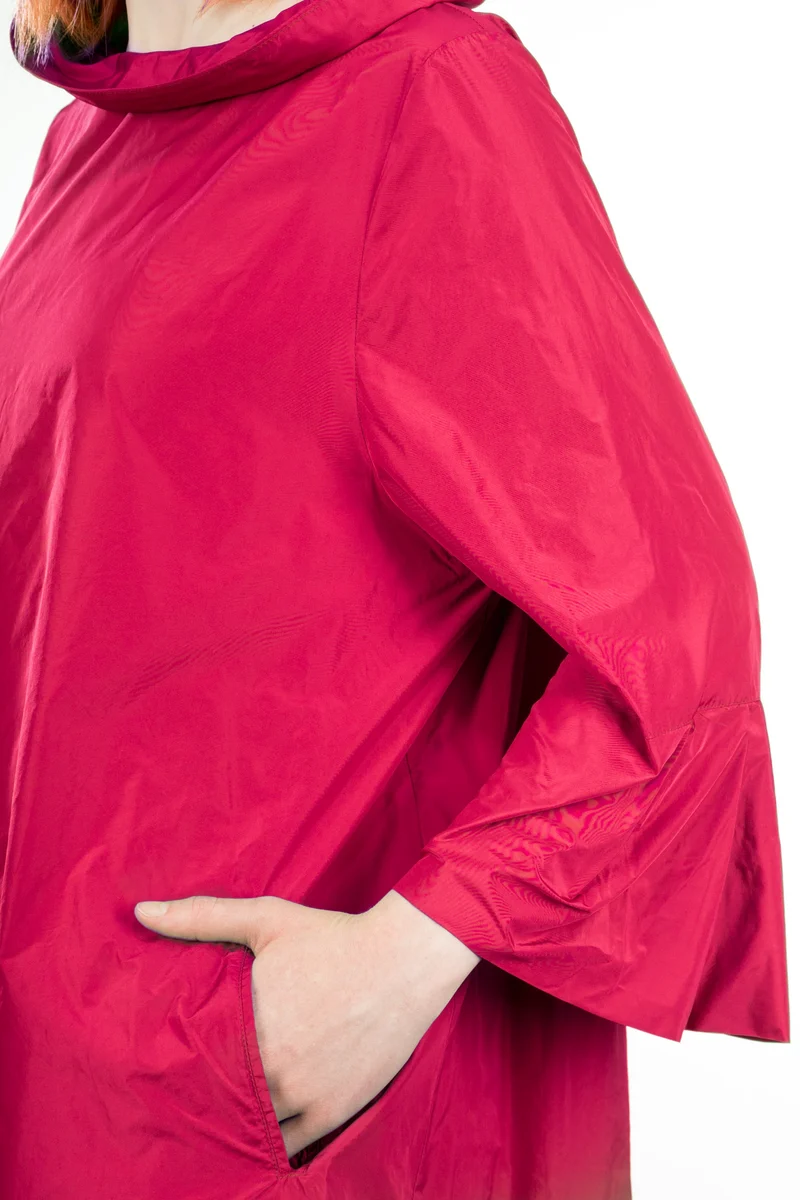 Katharina Hovman Damen Taft Kleid A-Linie ausgestellter Kragen fuchsia