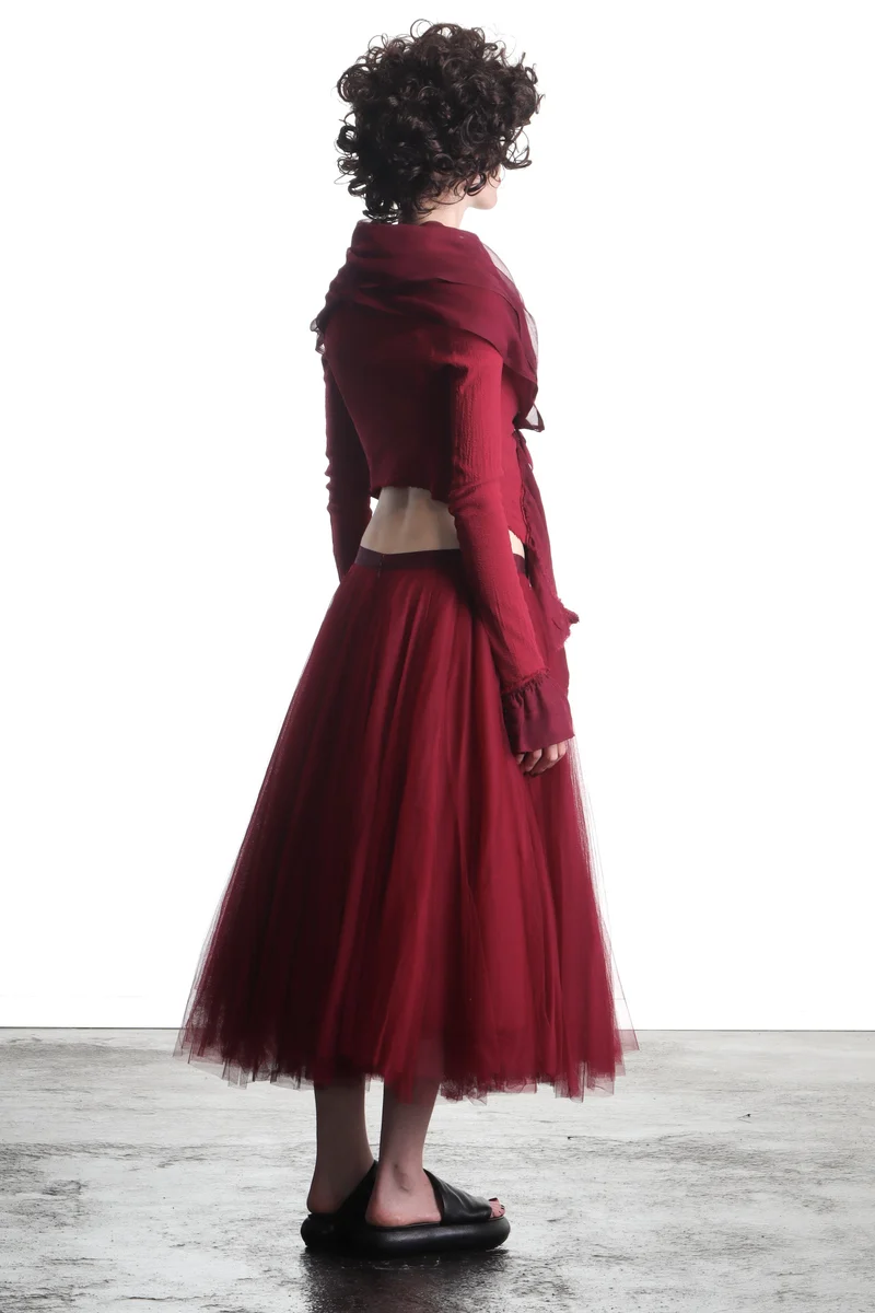 Marc Le Bihan Damen Avantgarde Jacke im Layering-Look rot