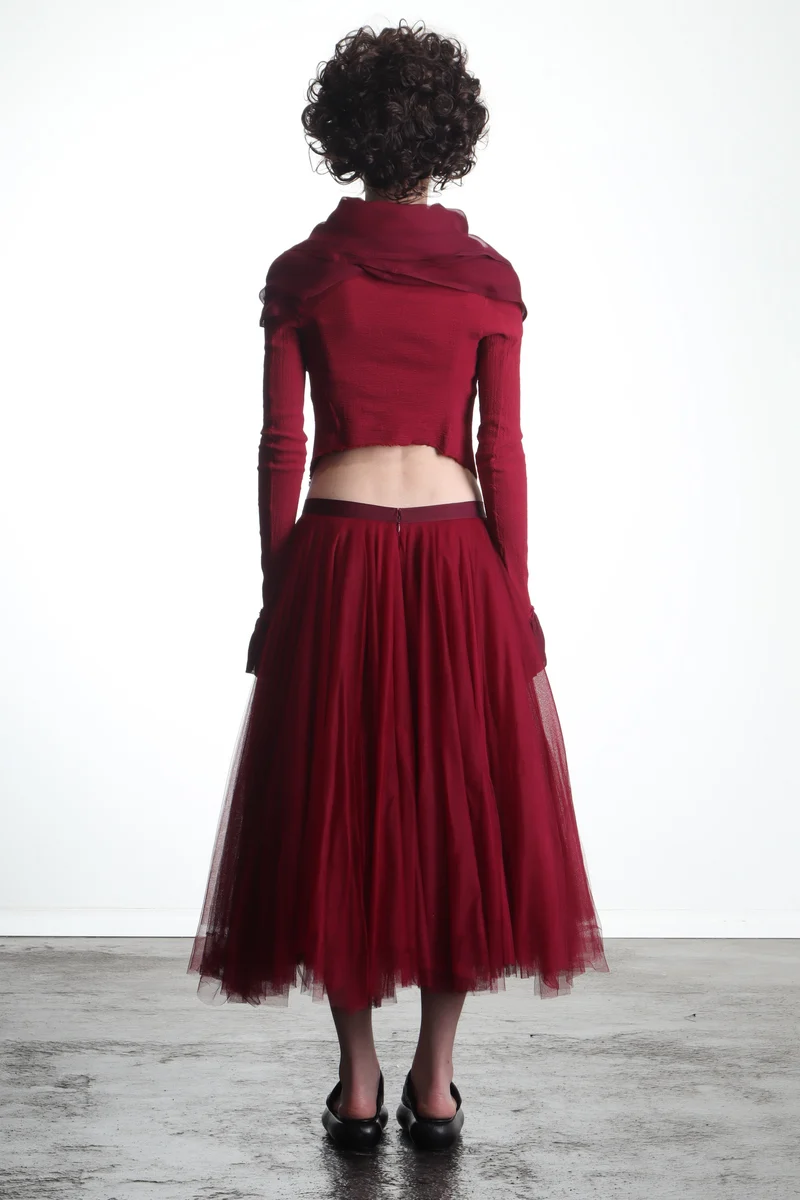 Marc Le Bihan Damen Avantgarde Jacke im Layering-Look rot