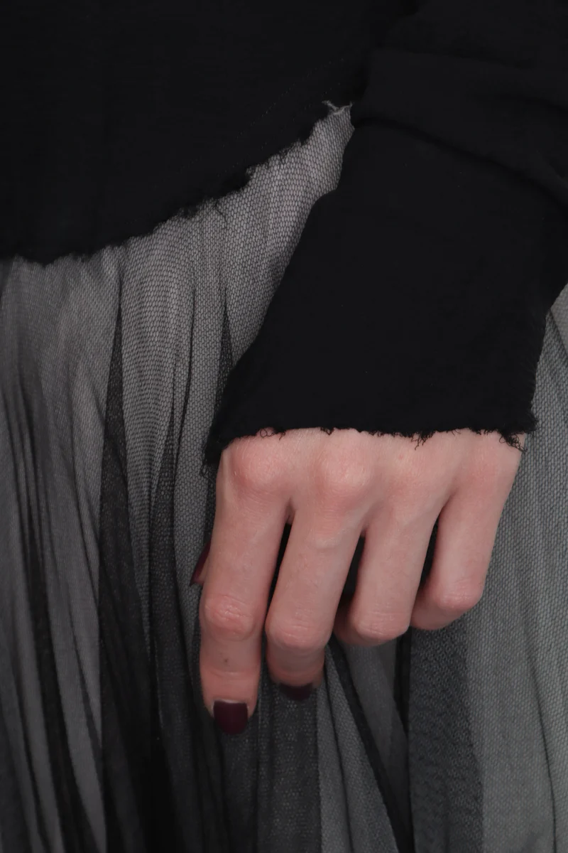 Marc Le Bihan Damen Seidentüll Kleid grau-schwarz