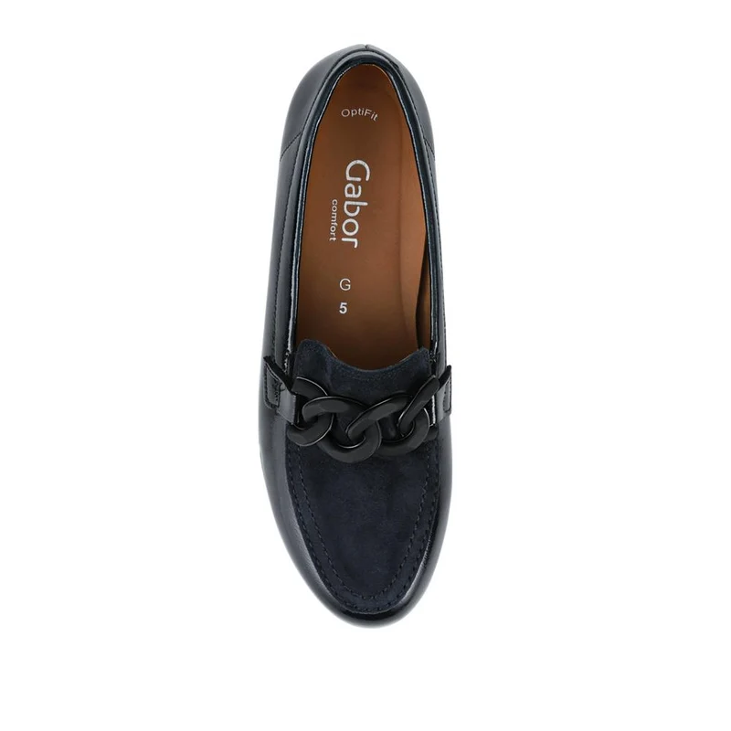 Bea Gabor Leather Chain-Detailed Loafers - GAB42505 / 327 744 - Navy Patent