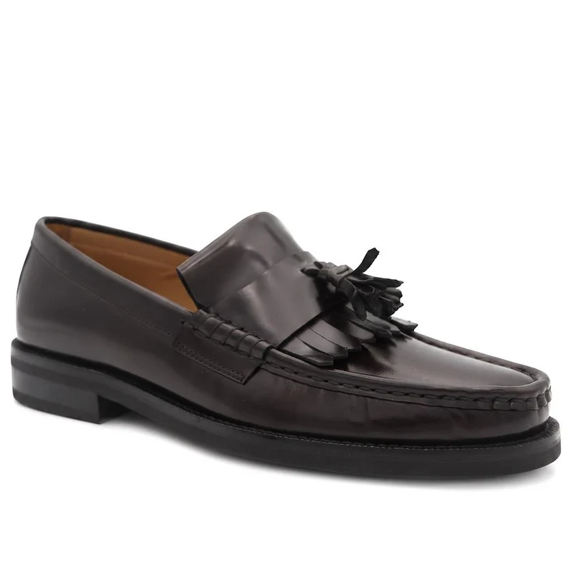 Quavon Leather Tasselled Loafers - QUAVON / 329 972 - Burgundy Polished