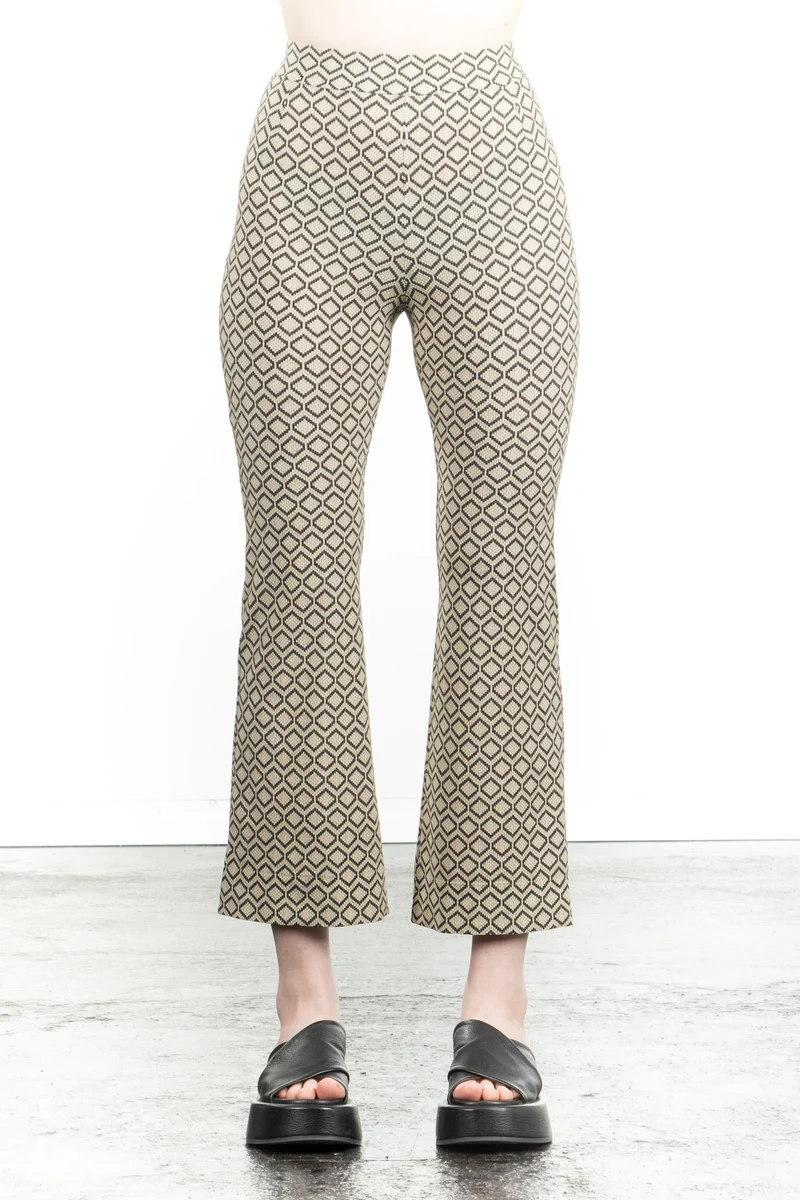 Schella Kann 2 Damen Schlaghose grafisch beige schwarz