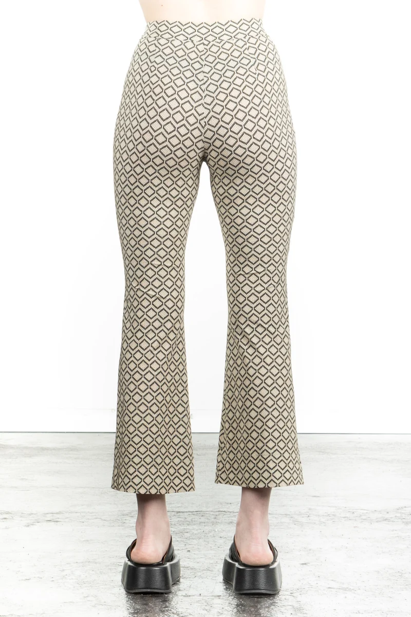 Schella Kann 2 Damen Schlaghose grafisch beige schwarz