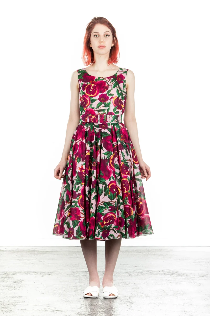 SAMANTHA SUNG Damen Sommerkleid Aster Floraler Print pink