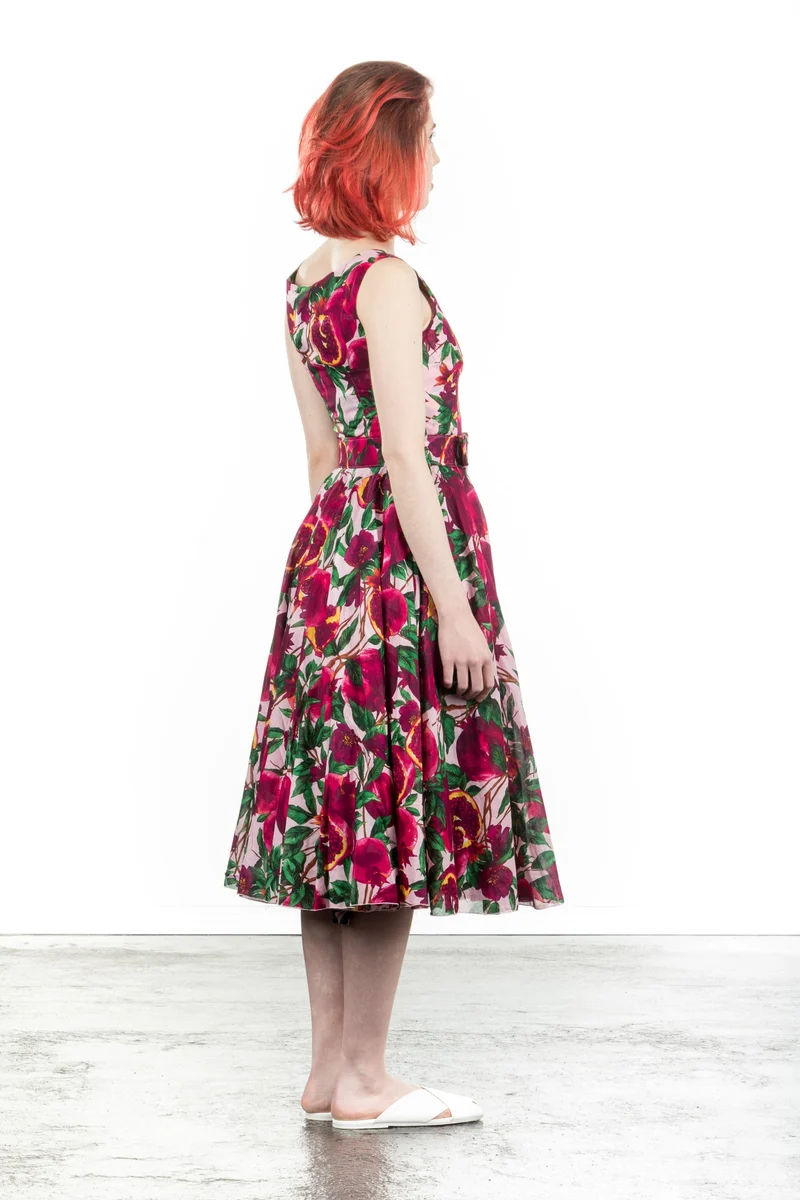 SAMANTHA SUNG Damen Sommerkleid Aster Floraler Print pink