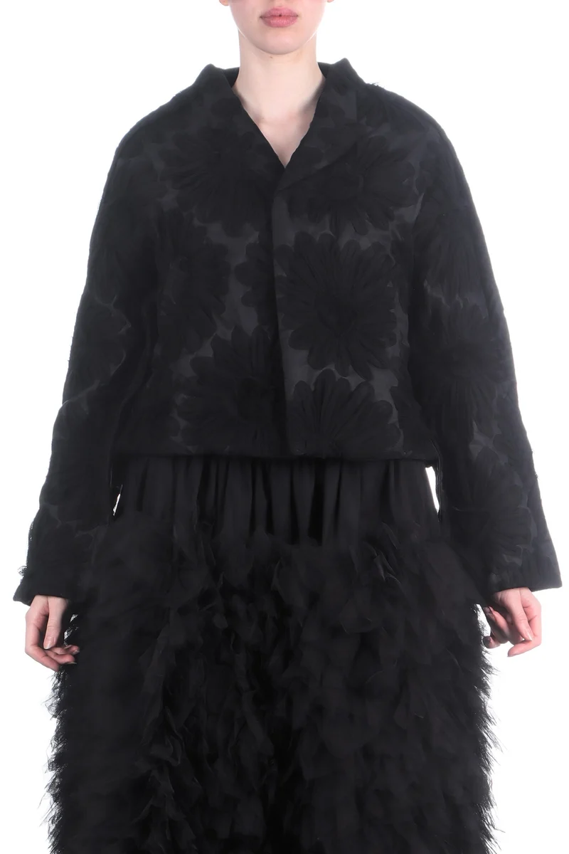 Comme Des Garçons Damen Blazer mit Tüllblüten schwarz