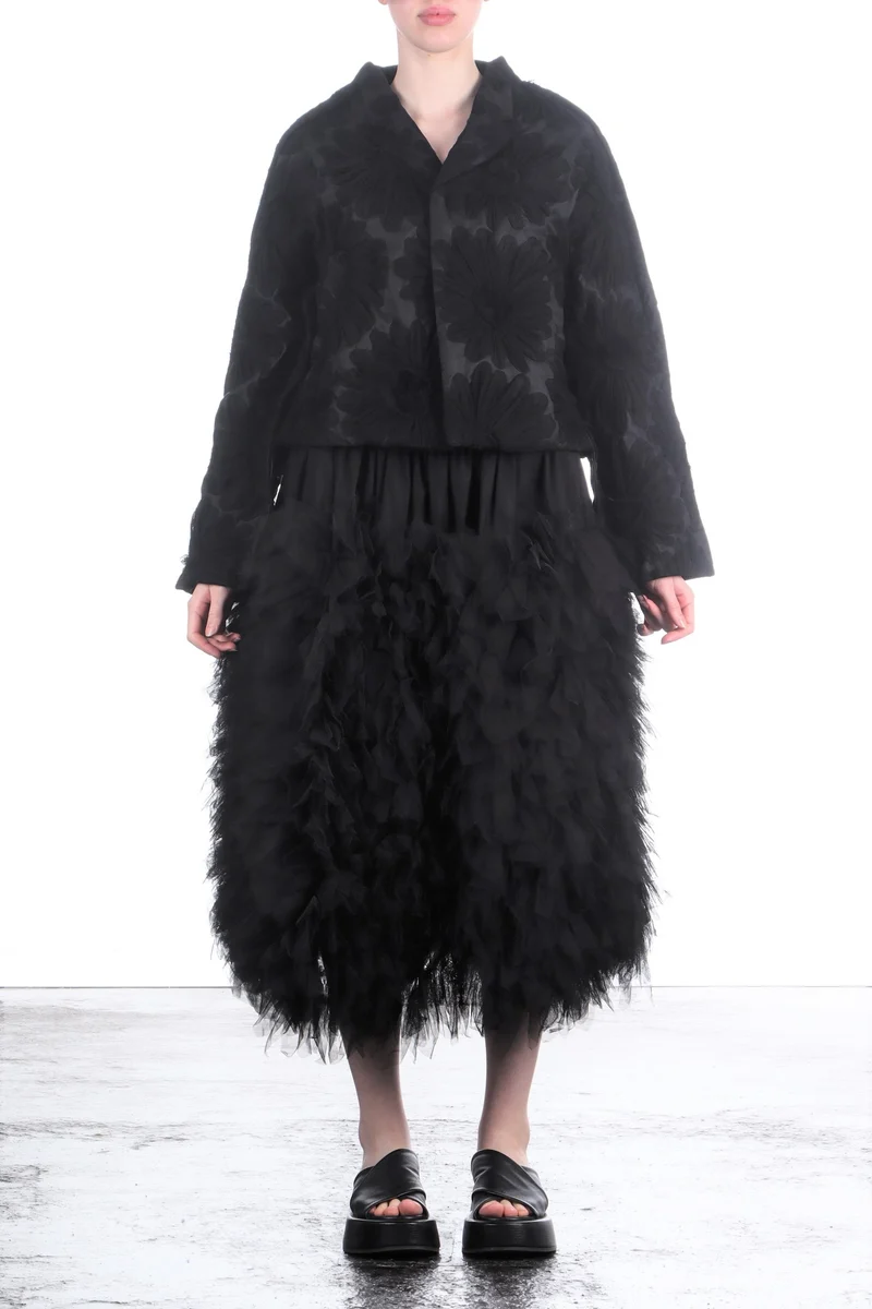 Comme Des Garçons Damen Blazer mit Tüllblüten schwarz