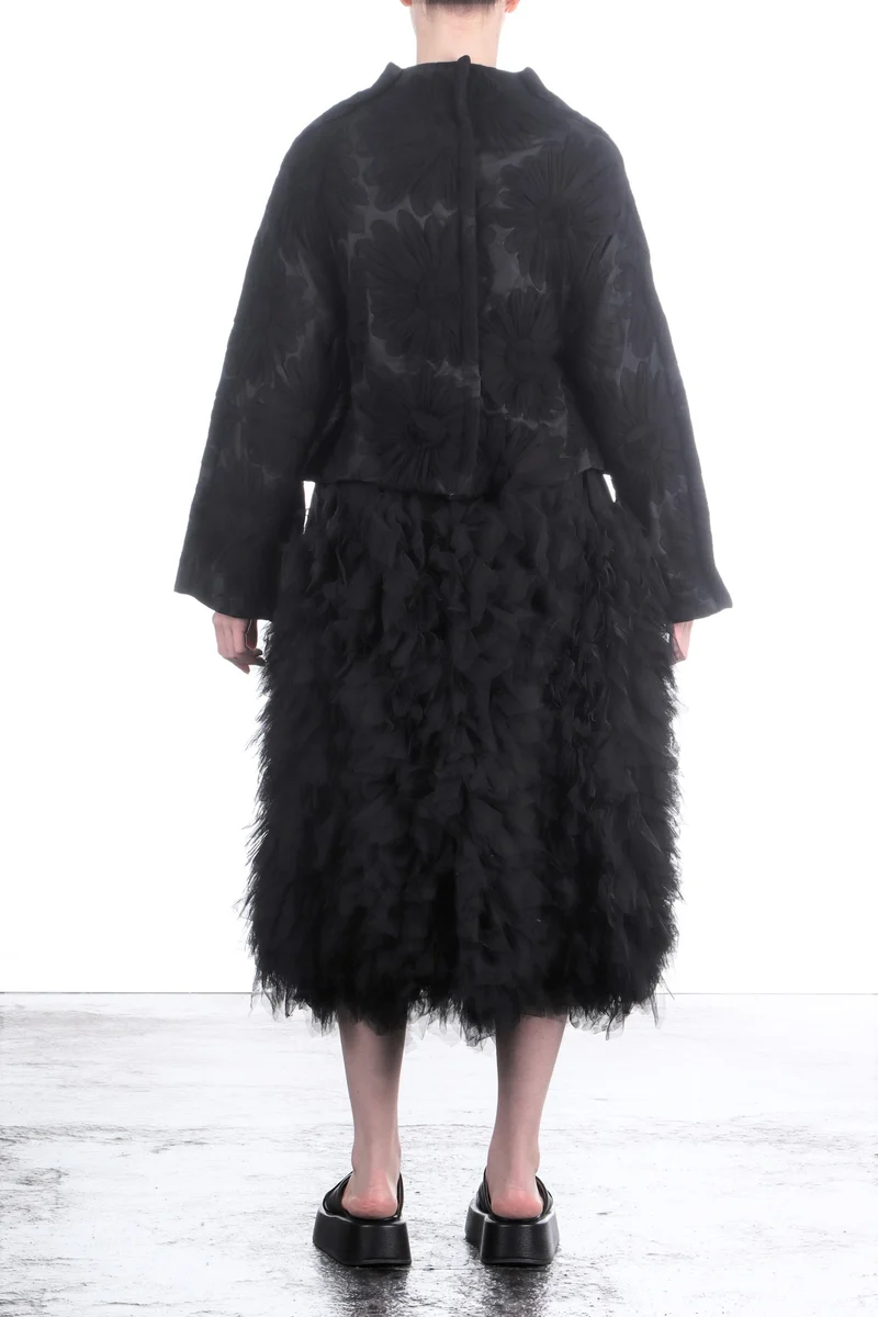 Comme Des Garçons Damen Blazer mit Tüllblüten schwarz