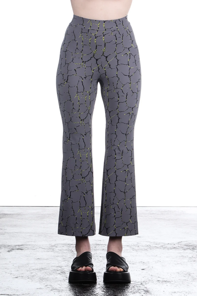 Schella Kann 2 Damen Stretch Schlaghose grau mit Print