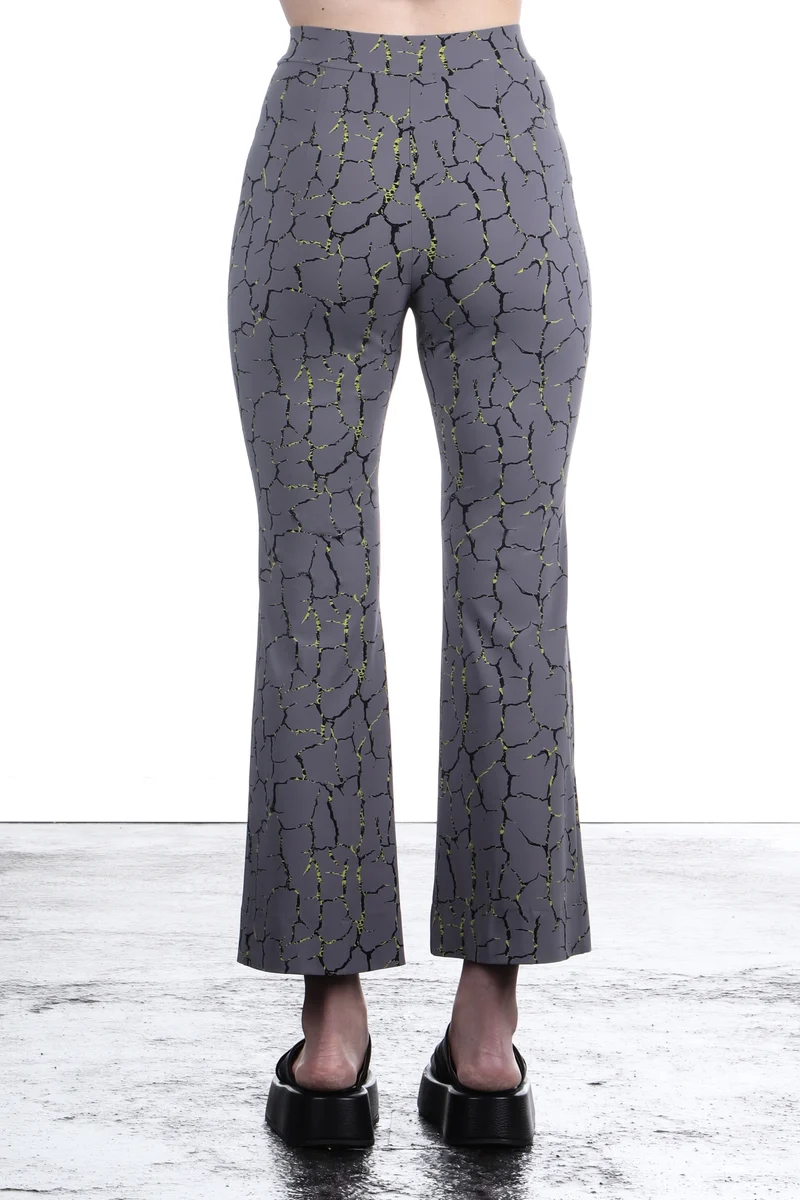 Schella Kann 2 Damen Stretch Schlaghose grau mit Print