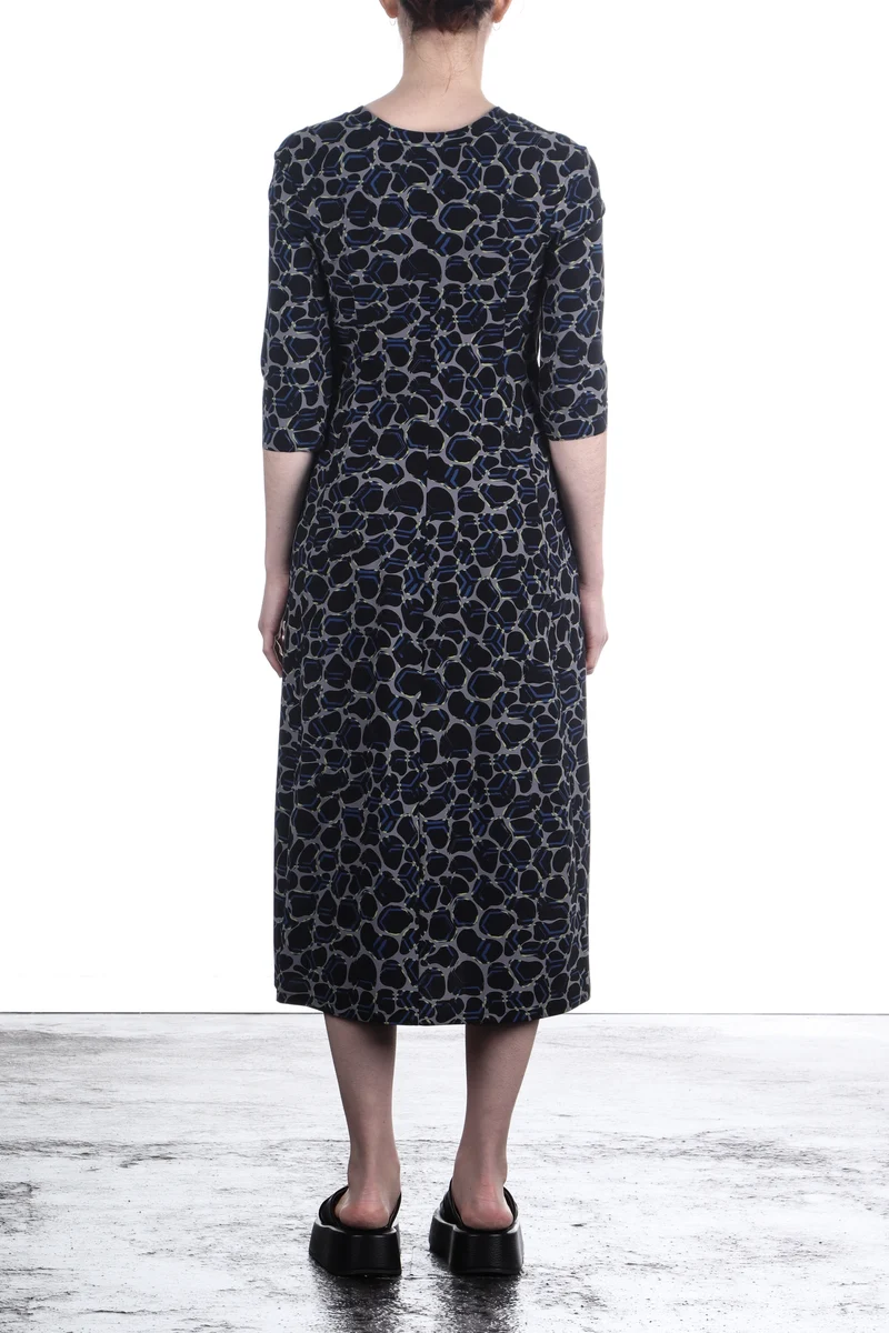 Schella Kann 2 Damen Stretch Kleid mit organic Print grau schwarz