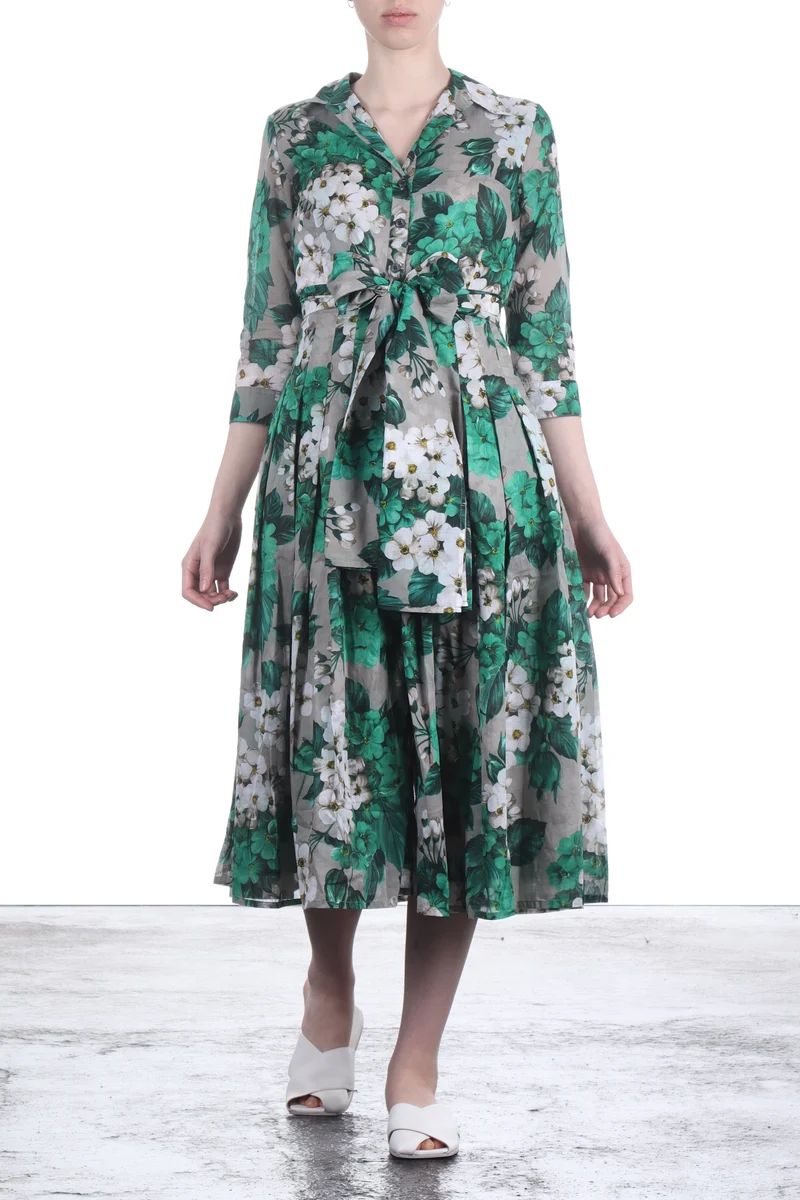 SAMANTHA SUNG Damen Kleid AUDREY mit Print grau grün