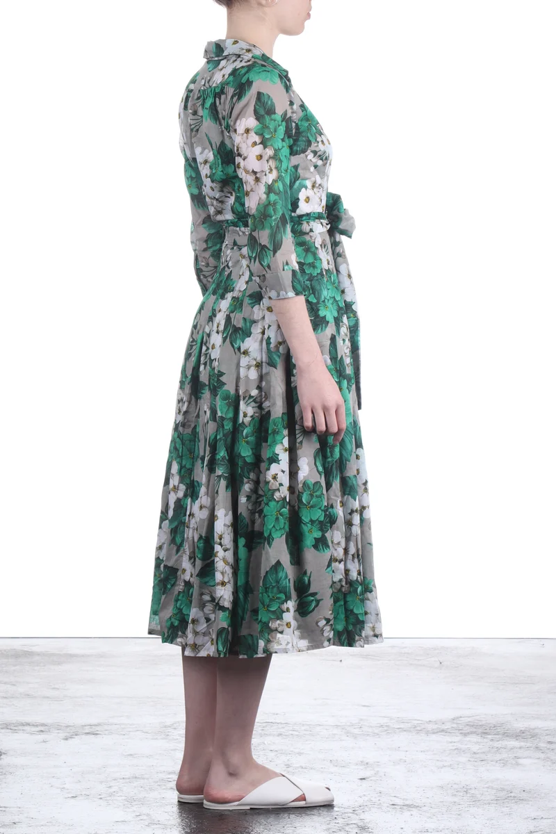 SAMANTHA SUNG Damen Kleid AUDREY mit Print grau grün
