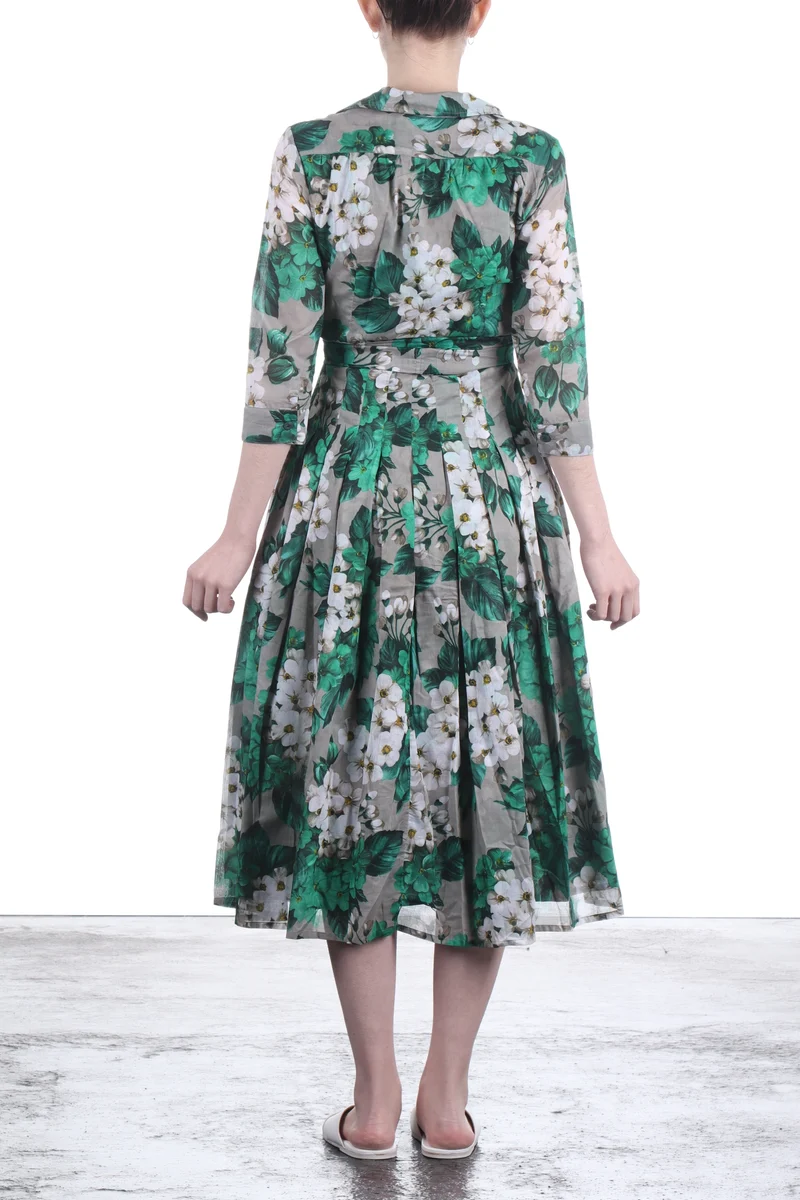 SAMANTHA SUNG Damen Kleid AUDREY mit Print grau grün