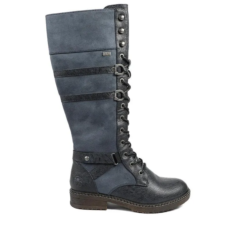 Rieker Lace & Zip Long Boots - RKR42547 / 328 187 - Blue