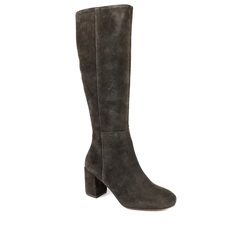 Neptune Long Large Calf Fit Long Leather Boots - NEPTUNELONGL / 326 217 - Chocolate Suede