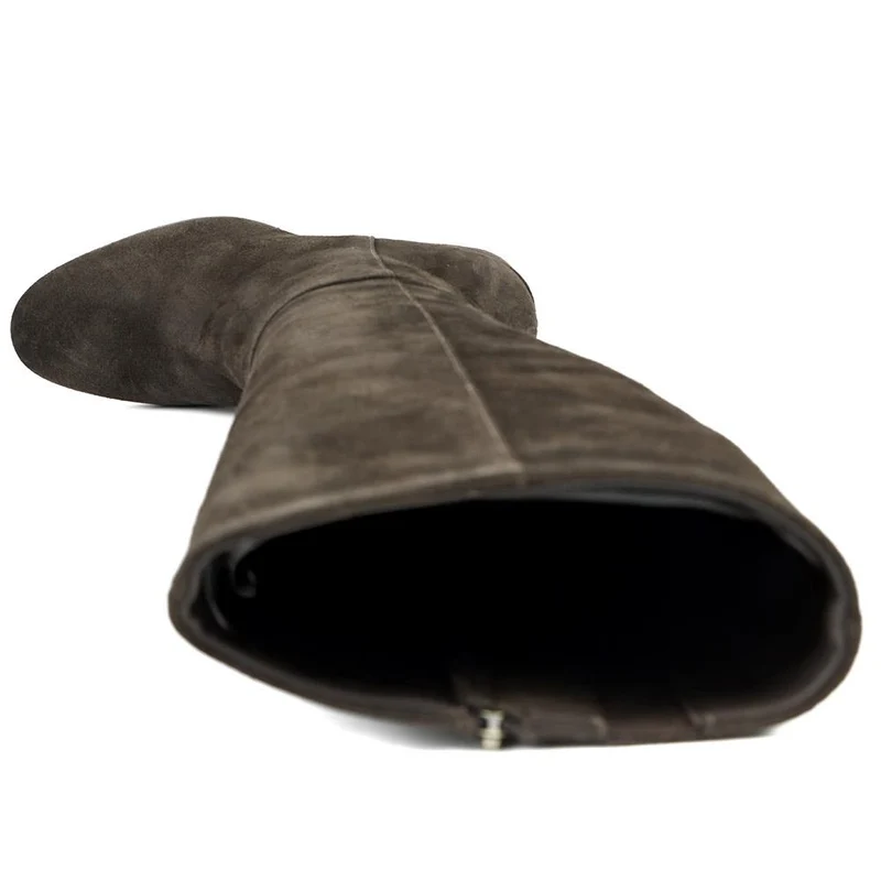 Neptune Long Large Calf Fit Long Leather Boots - NEPTUNELONGL / 326 217 - Chocolate Suede