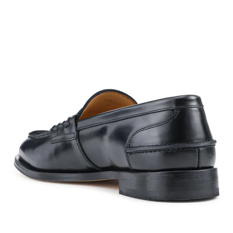 Creed Smart Blake Stitched Leather Penny Loafers - CREED / 327 857 - Black-Black Suede