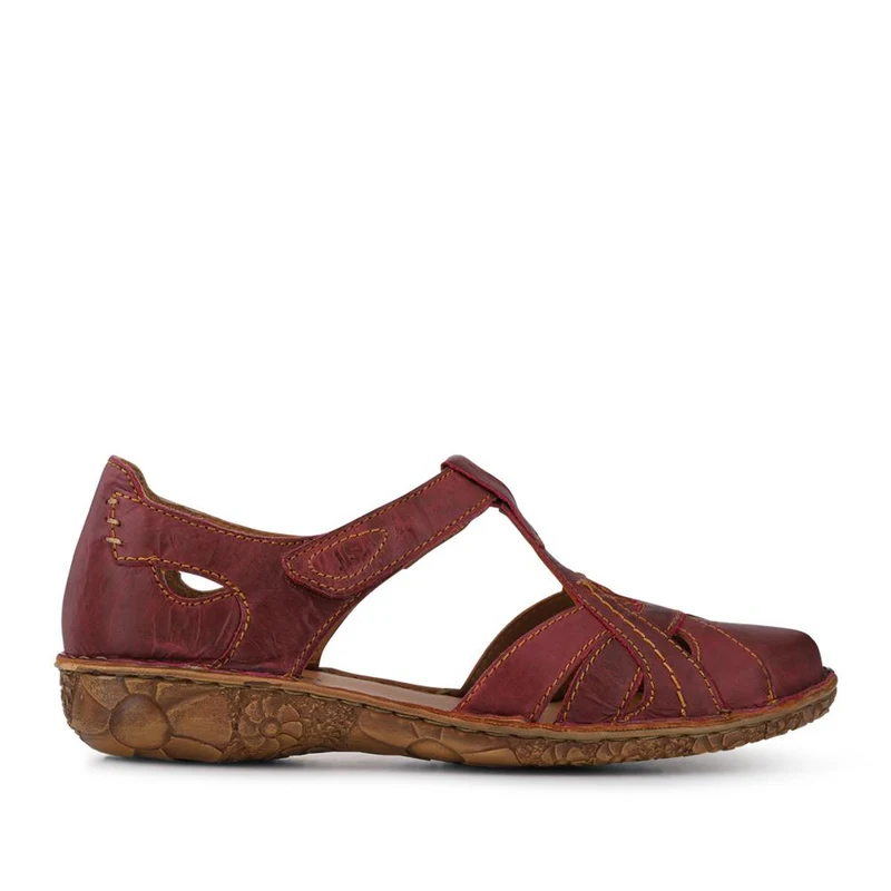 Enclosed-Heel Leather Sandals - JOSEF41518 / 327 245 - Burgundy