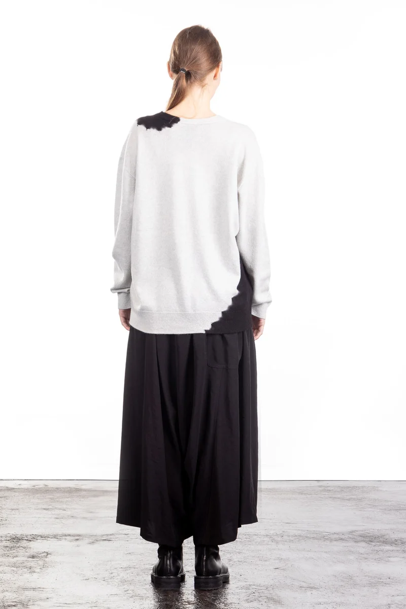 Suzusan Damen Kaschmir Cardigan schwarz hellgrau