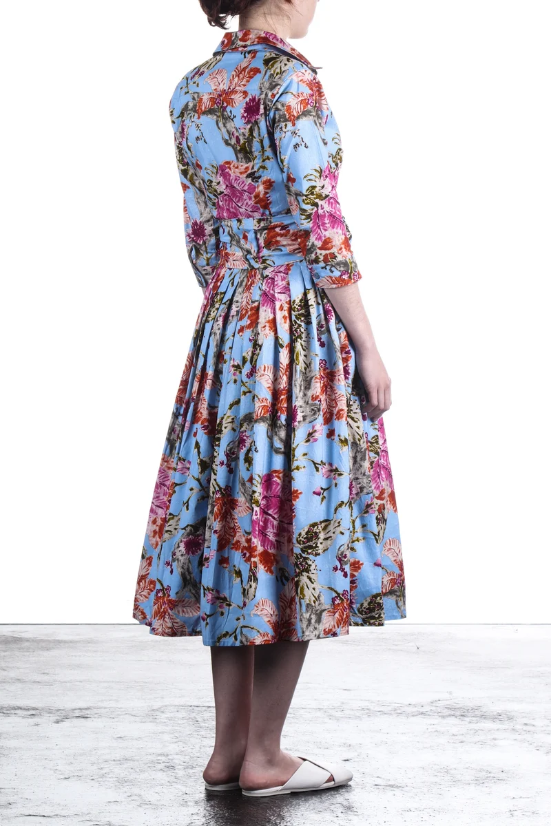SAMANTHA SUNG Damen Kleid AUDREY hellblau mit Print