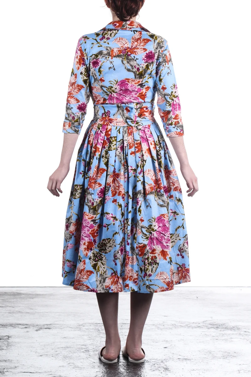 SAMANTHA SUNG Damen Kleid AUDREY hellblau mit Print
