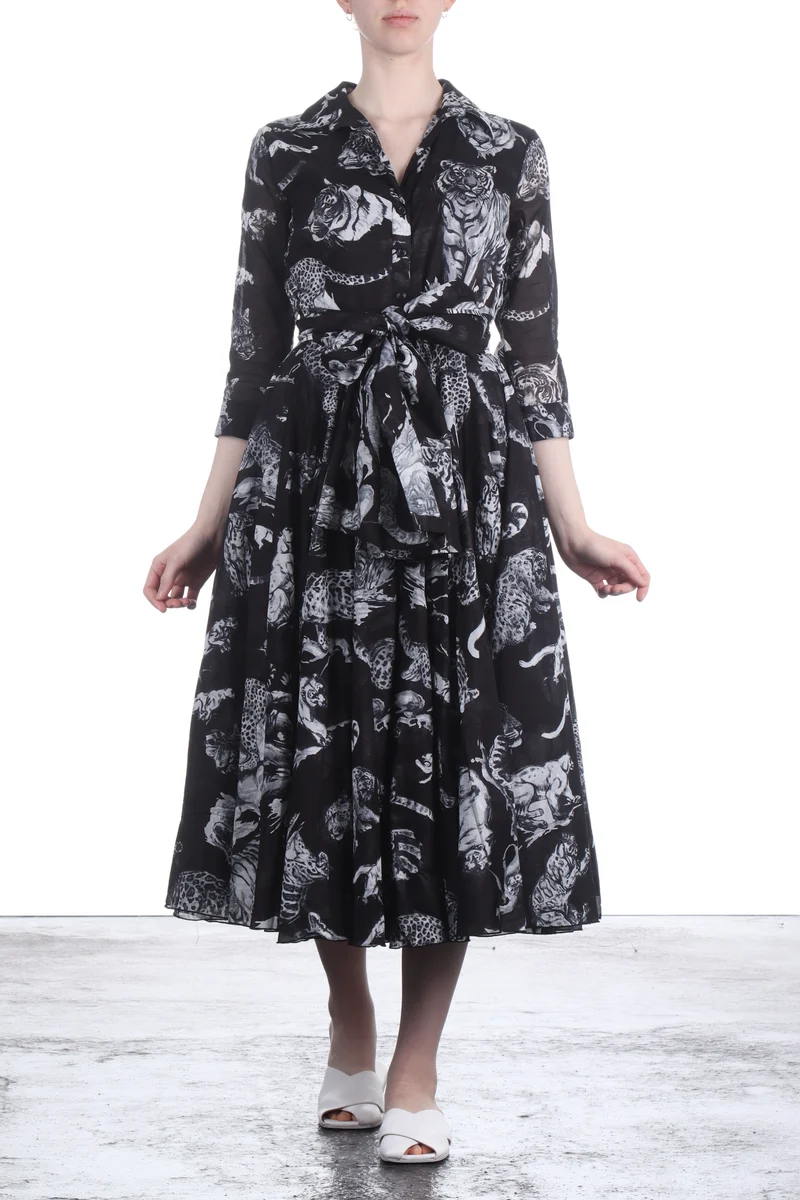 SAMANTHA SUNG Hemdblusenkleid ASTER schwarz weiß Print