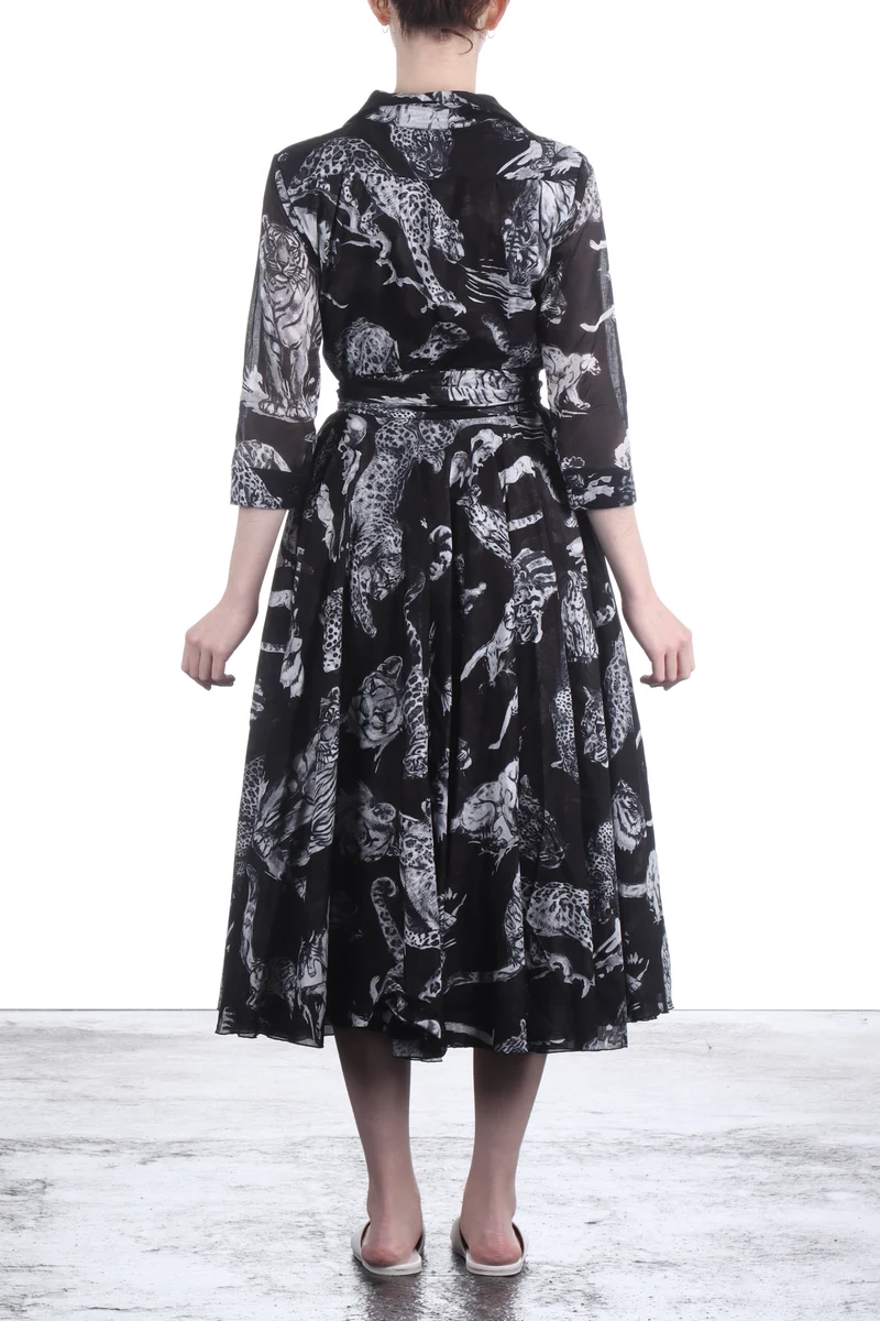 SAMANTHA SUNG Hemdblusenkleid ASTER schwarz weiß Print