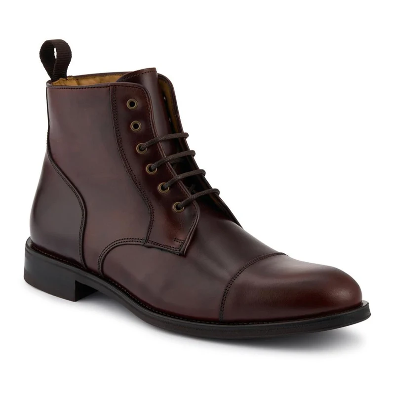 Chalkwell Blake Stitched Leather Lace Up Boots - CHALKWELL / 327 853 - Cognac